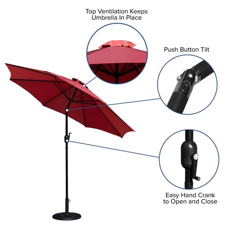 Flash Furniture Red 9 FT Umbrella and Black Cement Base, 2 PC Set GM-402003-UB19B-RED-GG